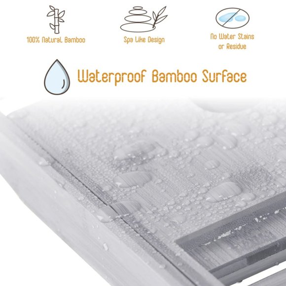 Expandable Bamboo Bath tub Caddy Gray - Picture 5 of 5